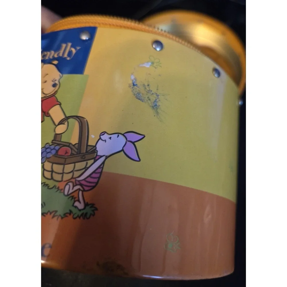 Vintage Winnie The Pooh & Friends Metal Tin Purse Lunch Pail 